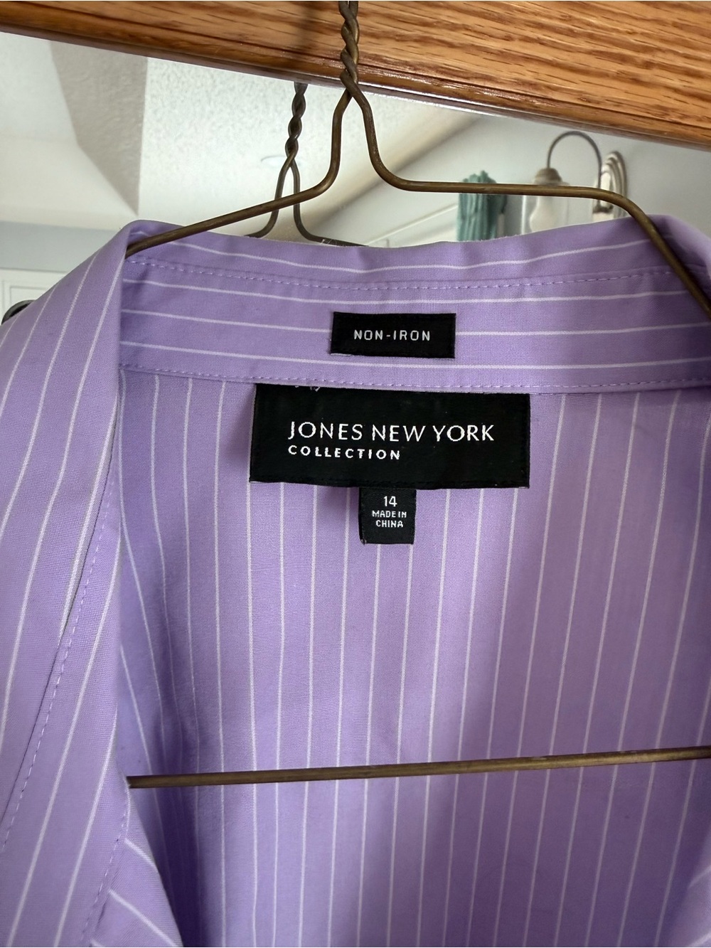 Jones New York Lavender Pinstripe Button-Up Shirt
